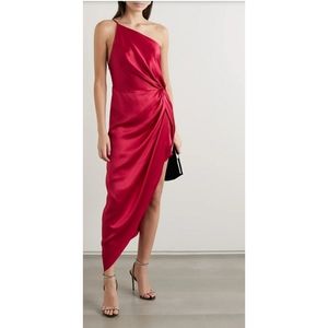 NWT MICHELLE MASON One-shoulder Silk Satin Dress